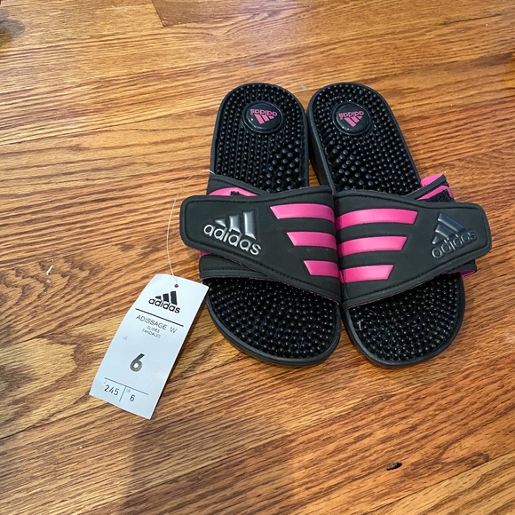 adidas slides pink and black